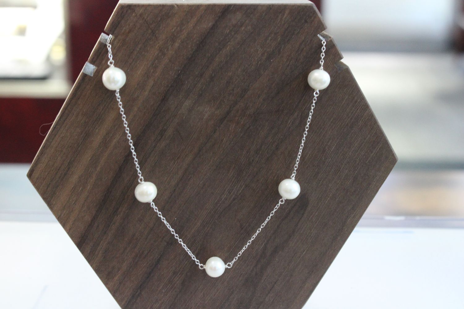 Sterling Silver 9 station FWC Pearl Chain Necklace