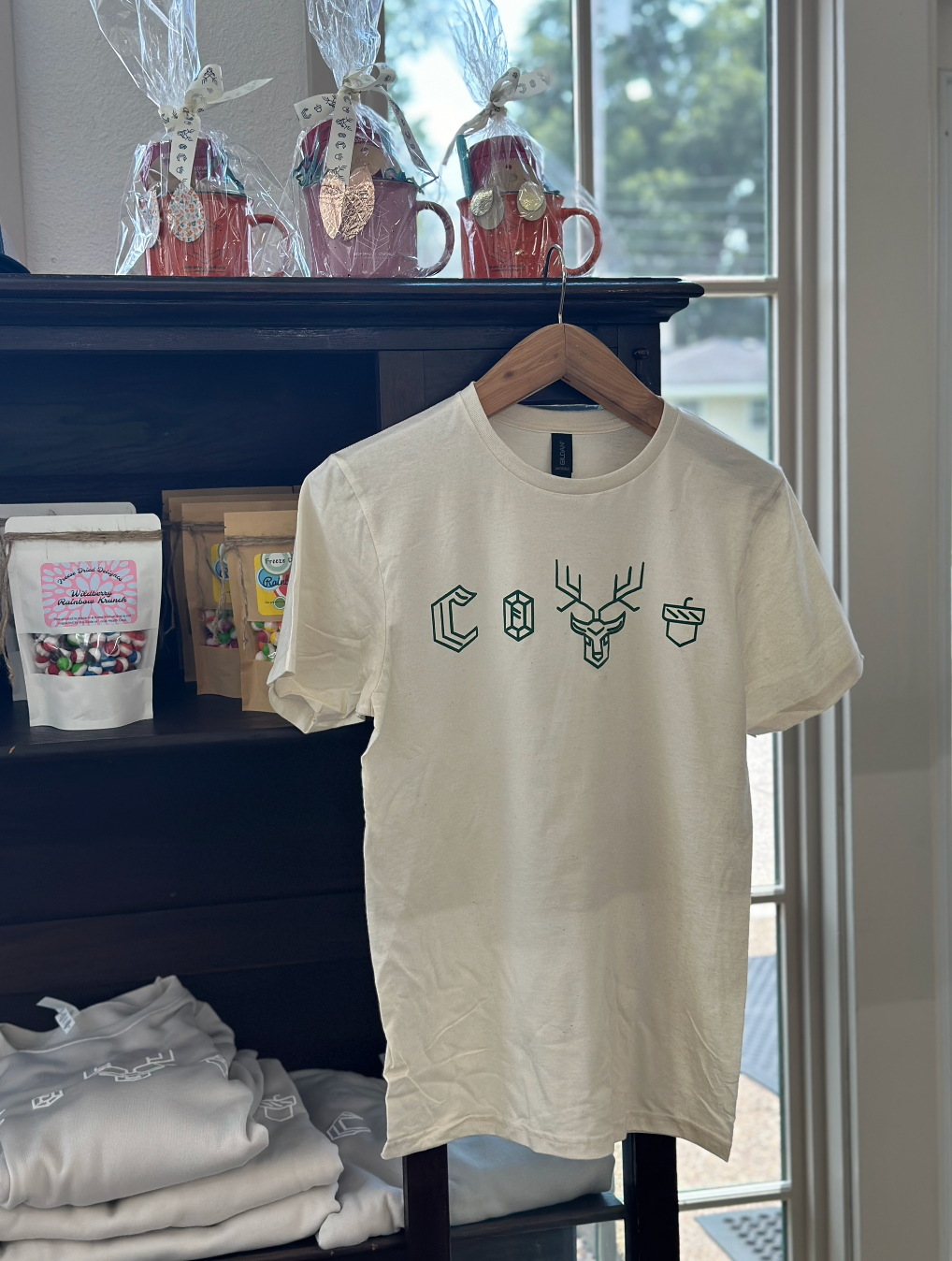 Emerald Green Puffy Icon Logo Oatmeal Tee
