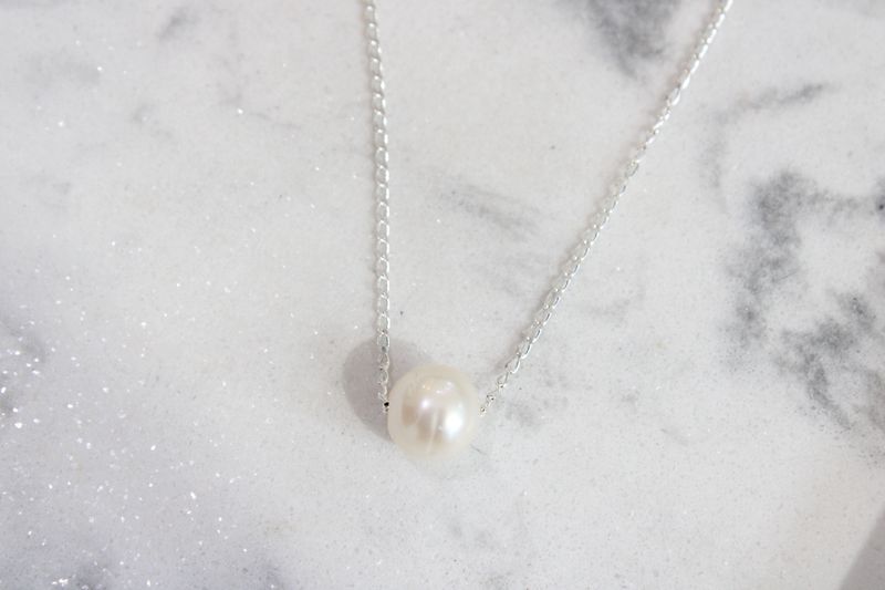 Sterling Silver Floating Cultured Freshwater Pearl Necklace