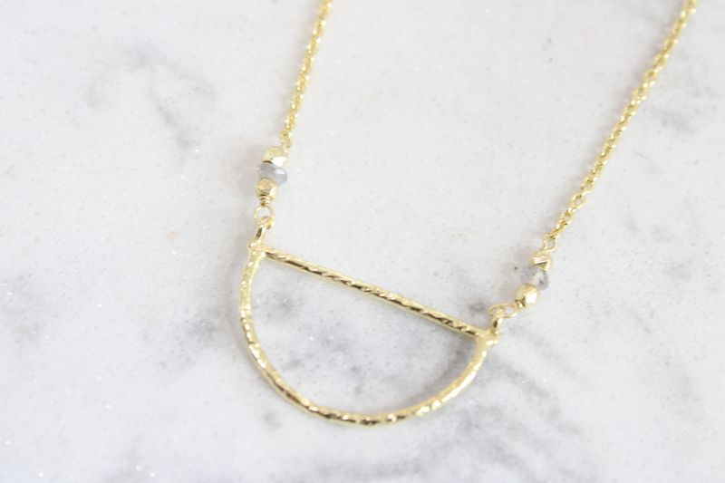 Sterling Silver Gold Plated Semi Circle and Labradorite Necklace