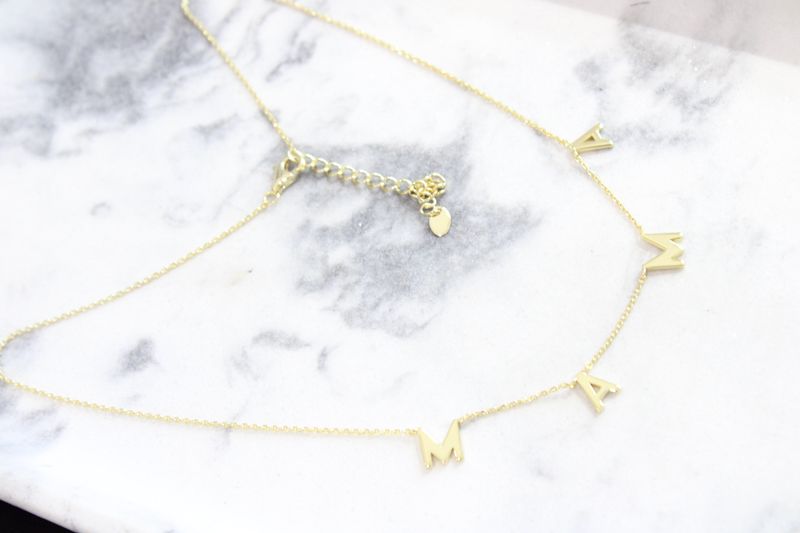 Sterling Silver Gold Plated &quot;MAMA&quot; Charm Necklace