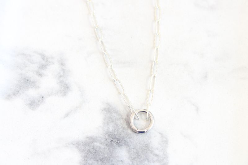 Sterling Silver 7.5x7.5mm Push Lock Charm Bail with Your Choice of Sterling Silver/ Gold Filled Chain *Limitations may apply