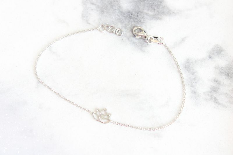 Sterling Silver Lotus Flower with .5 in ext. Bracelet