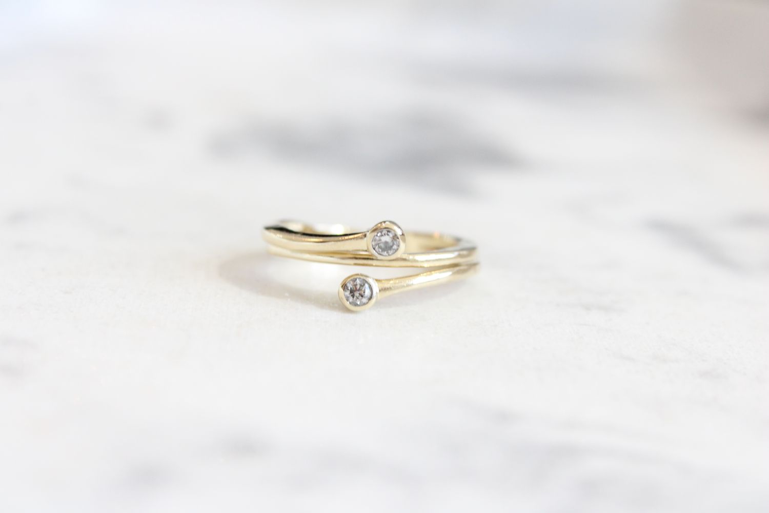 Estate 14ky Bypass Bezel Diamond Ring