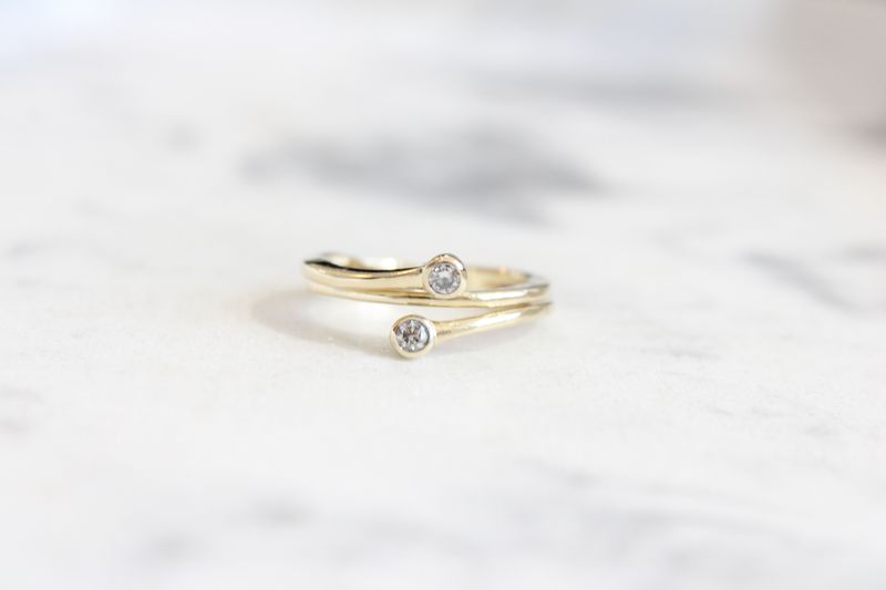 Estate 14ky Bypass Bezel Diamond Ring