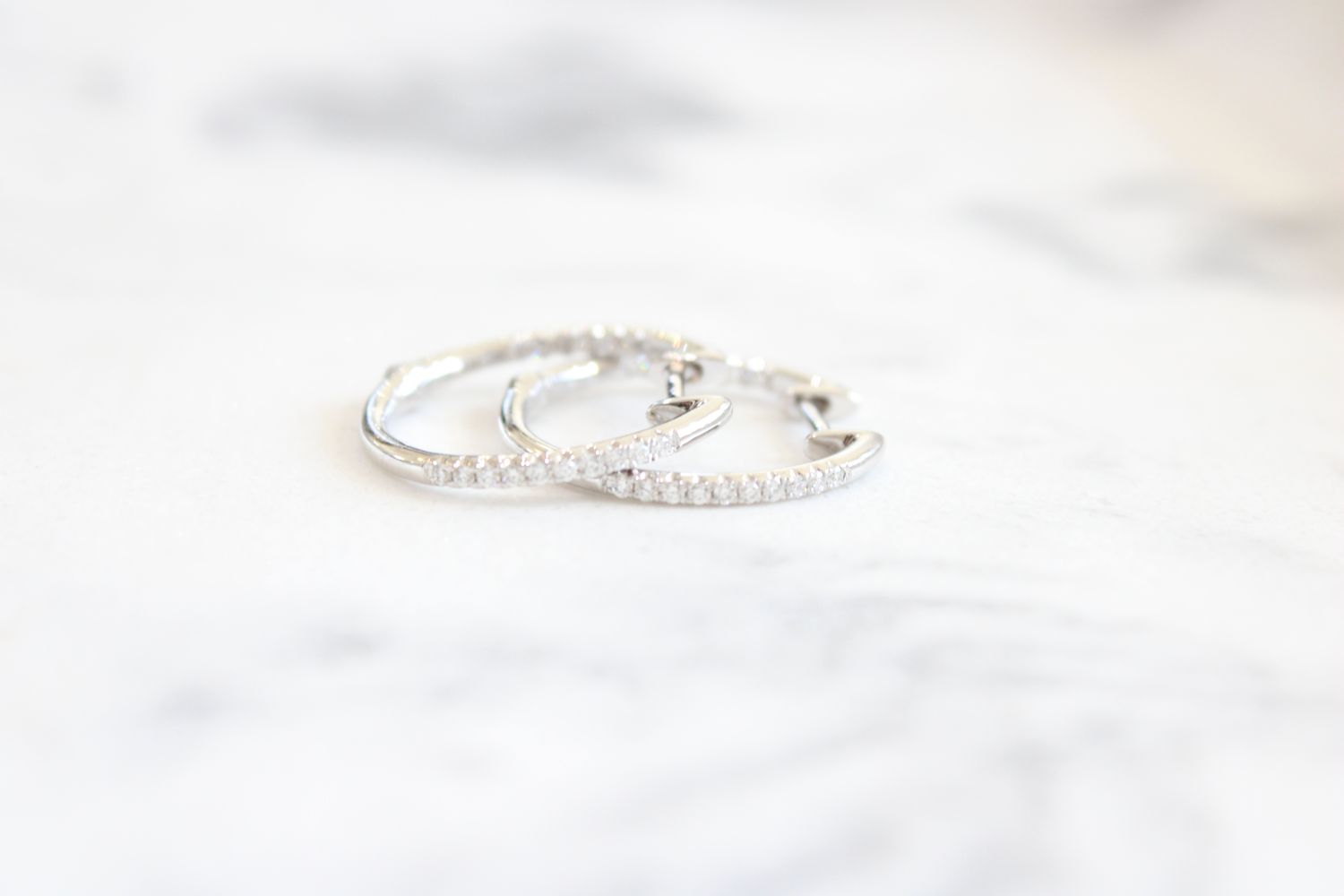 14kt White Gold 1/6ct Diamond Inside Out Round Hoops