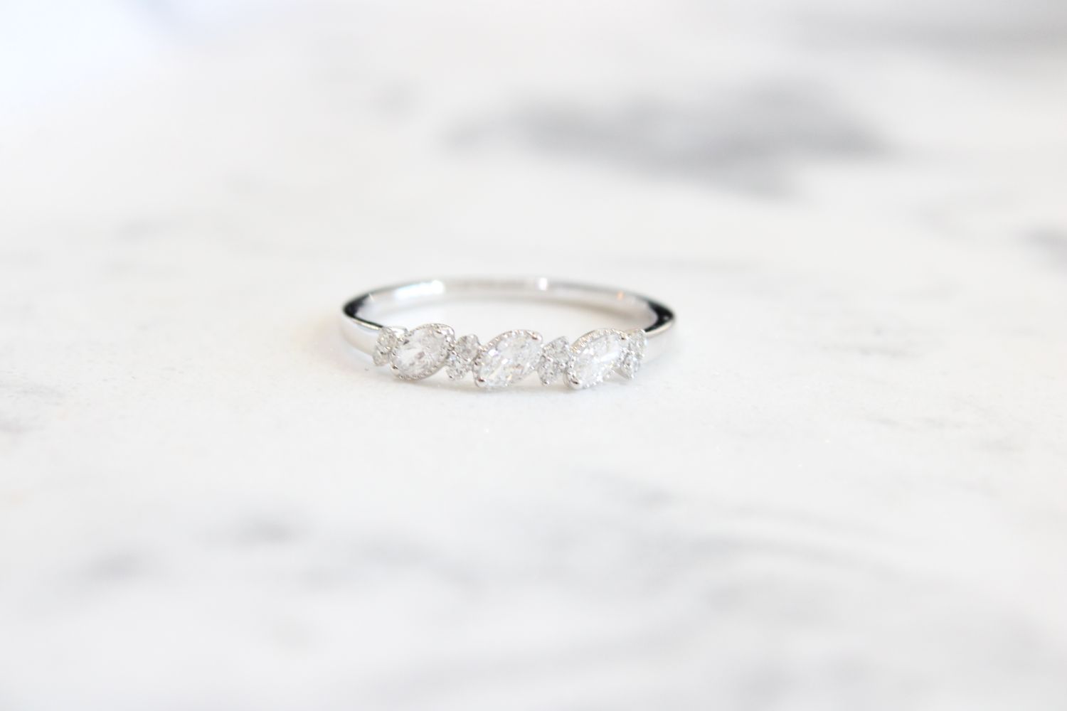 14kt White Gold .30ct Marquise &amp; Round Multishape Diamond Band