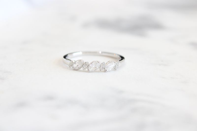14kt White Gold .30ct Marquise &amp; Round Multishape Diamond Band
