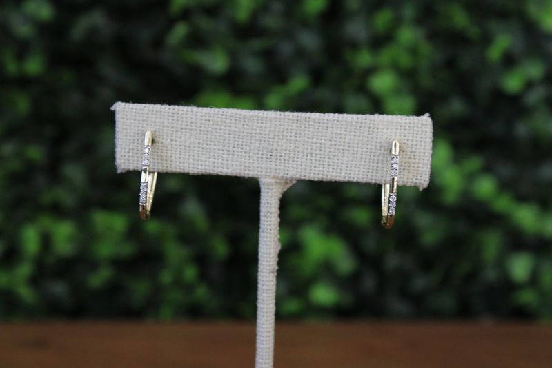10kt White Gold .06ct Diamond Bar Hoops
