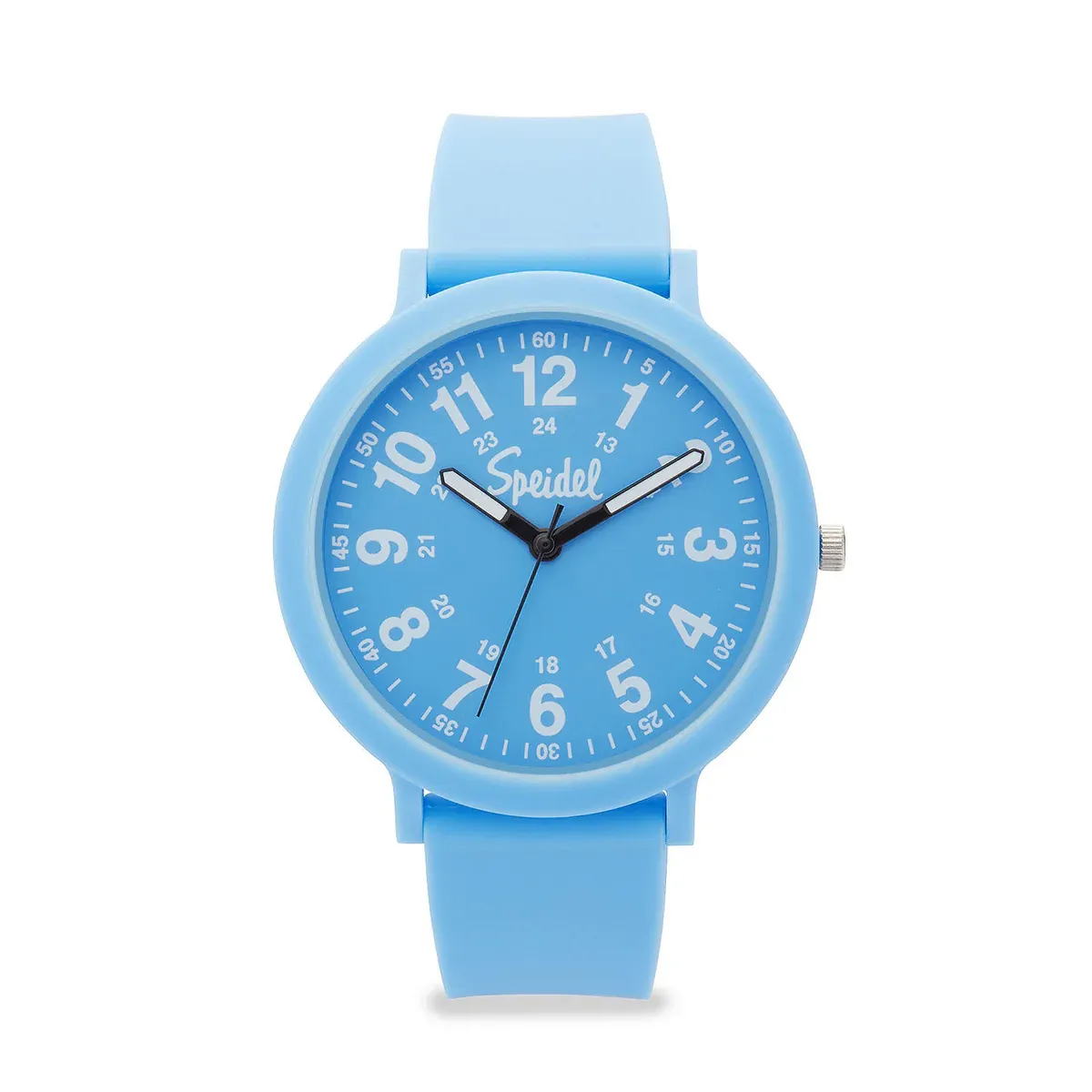 Recyclable Plastic Easy Reader Watch with 18mm Fashion Silicone Strap, Blue