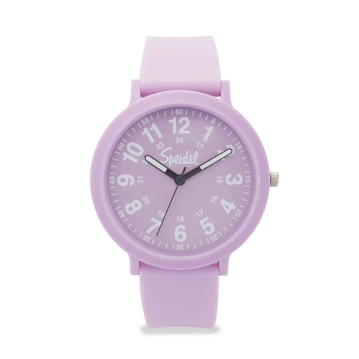 Recyclable Plastic Easy Reader Watch with 18mm Fashion Silicone Strap, Lilac