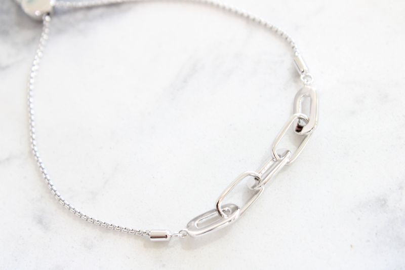 Sterling Silver paperclip bolo bracelet