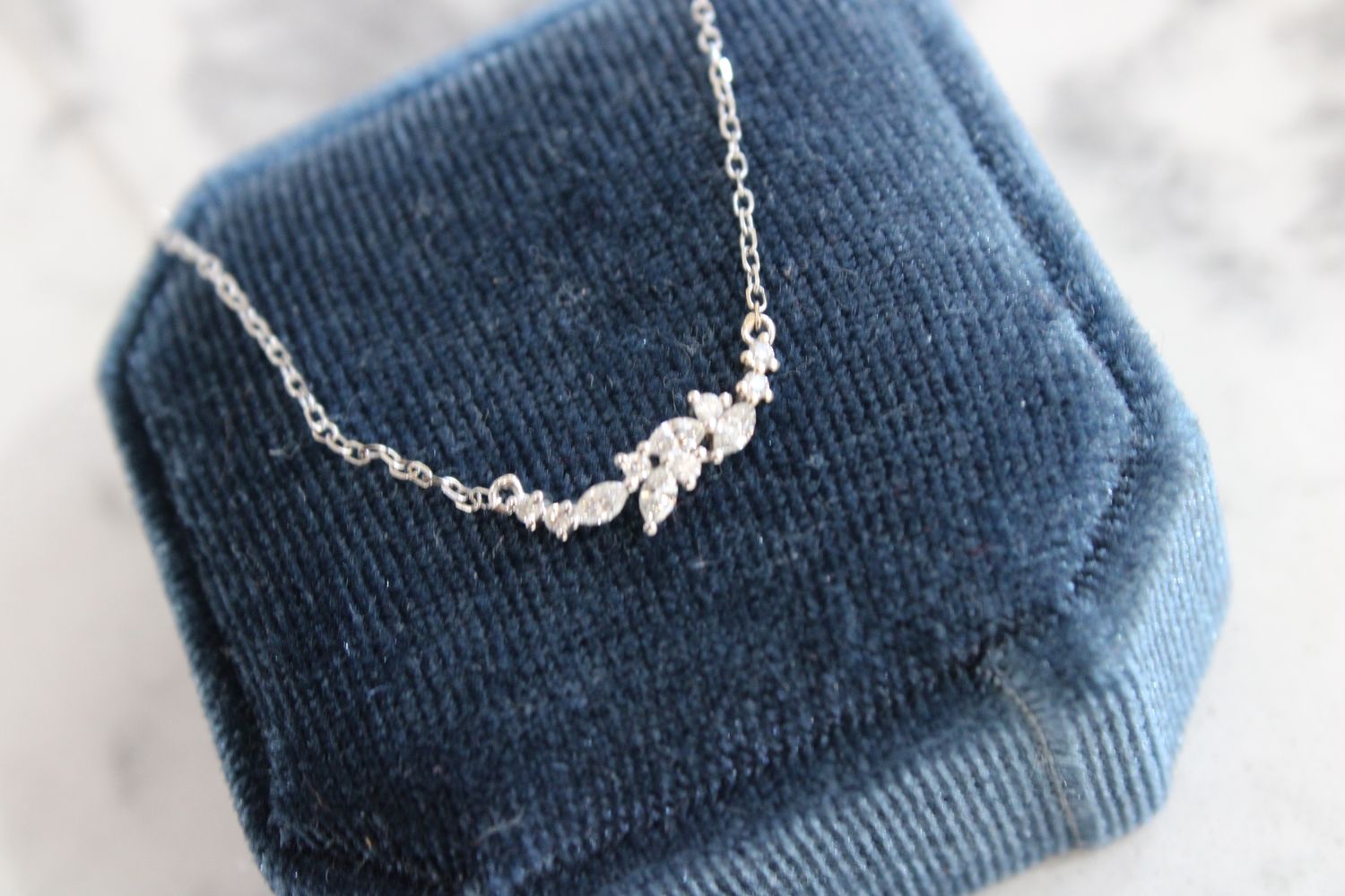 14kt White Gold Multi Shape .19ct Diamond Bar Necklace