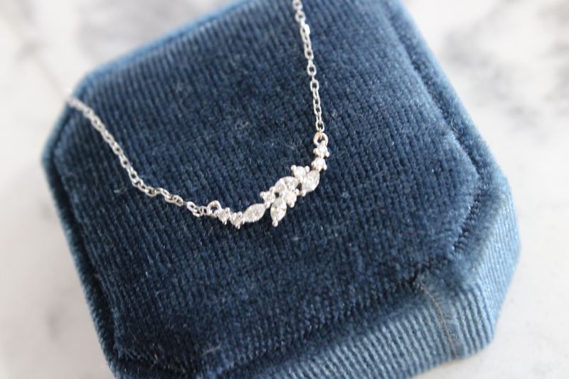 14kt White Gold Multi Shape .19ct Diamond Bar Necklace