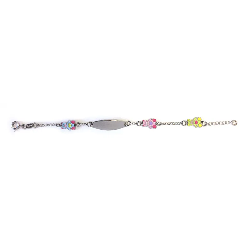 Children&#39;s ID Bracelet w/bear charm WHT