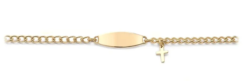 Children&#39;s ID bracelet w/Cross YEL