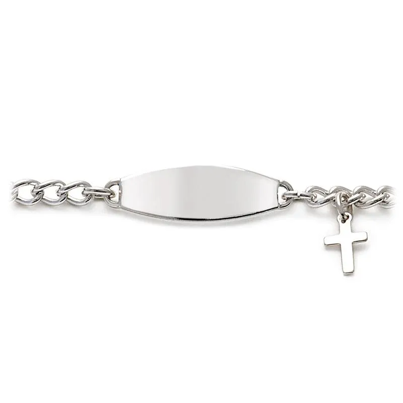 Children&#39;s ID bracelet w/Cross WHT