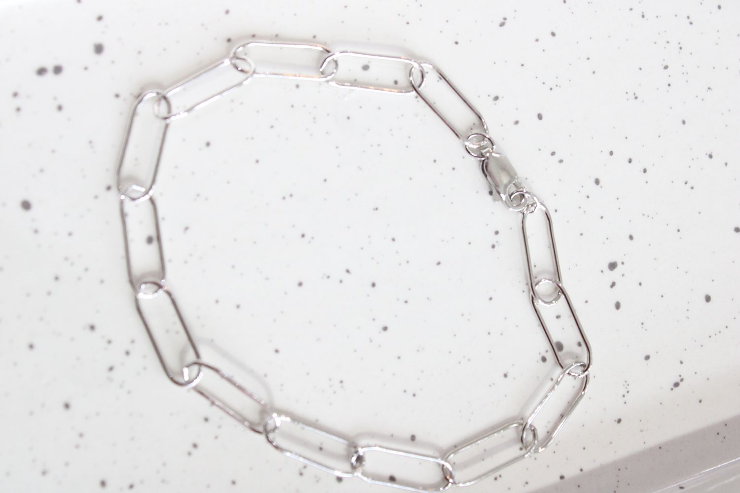 8in. Rhodium Plated Paperclip Bracelet