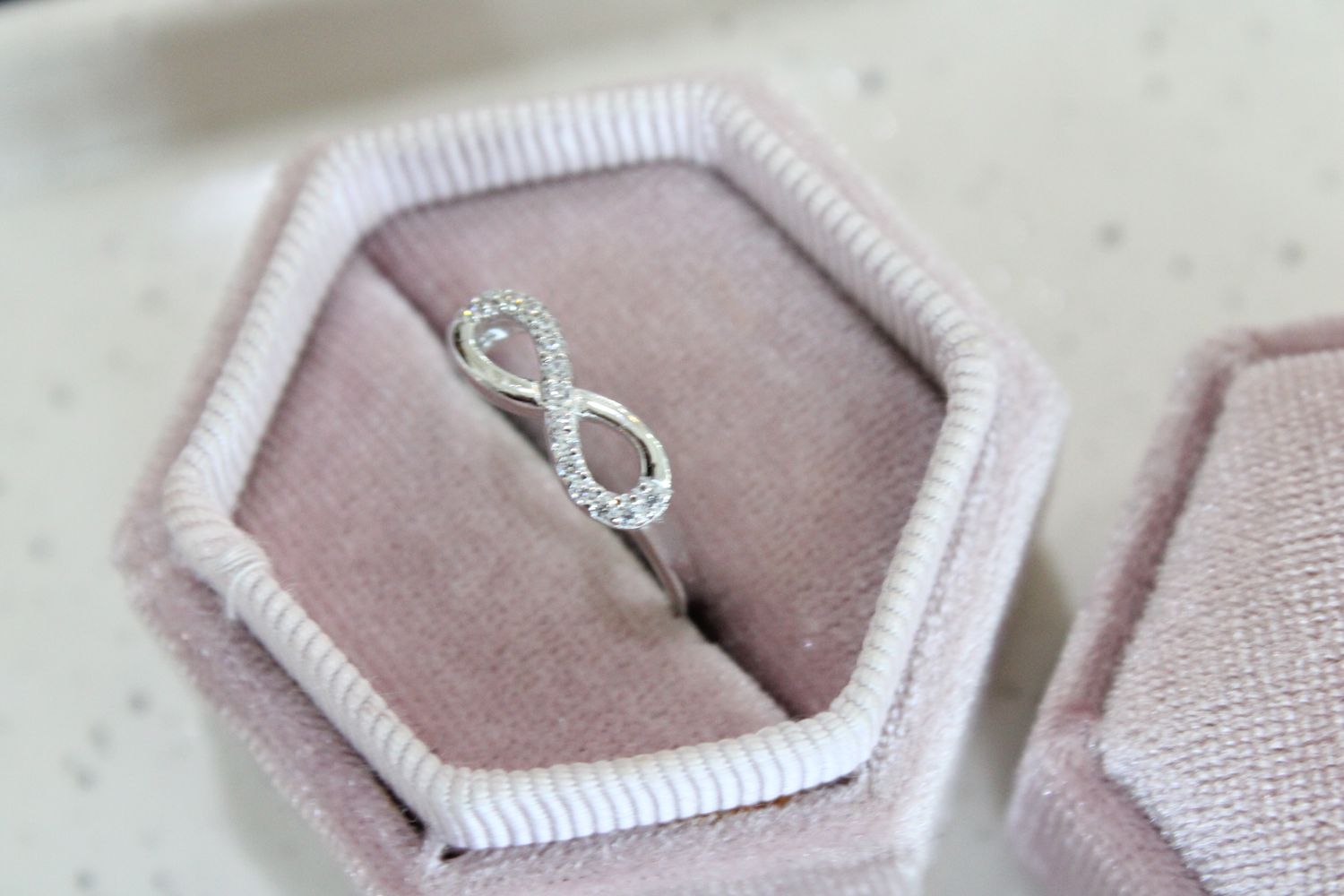 Sterling Silver Rhodium Plated Cubic Zirconia Infinity Ring 