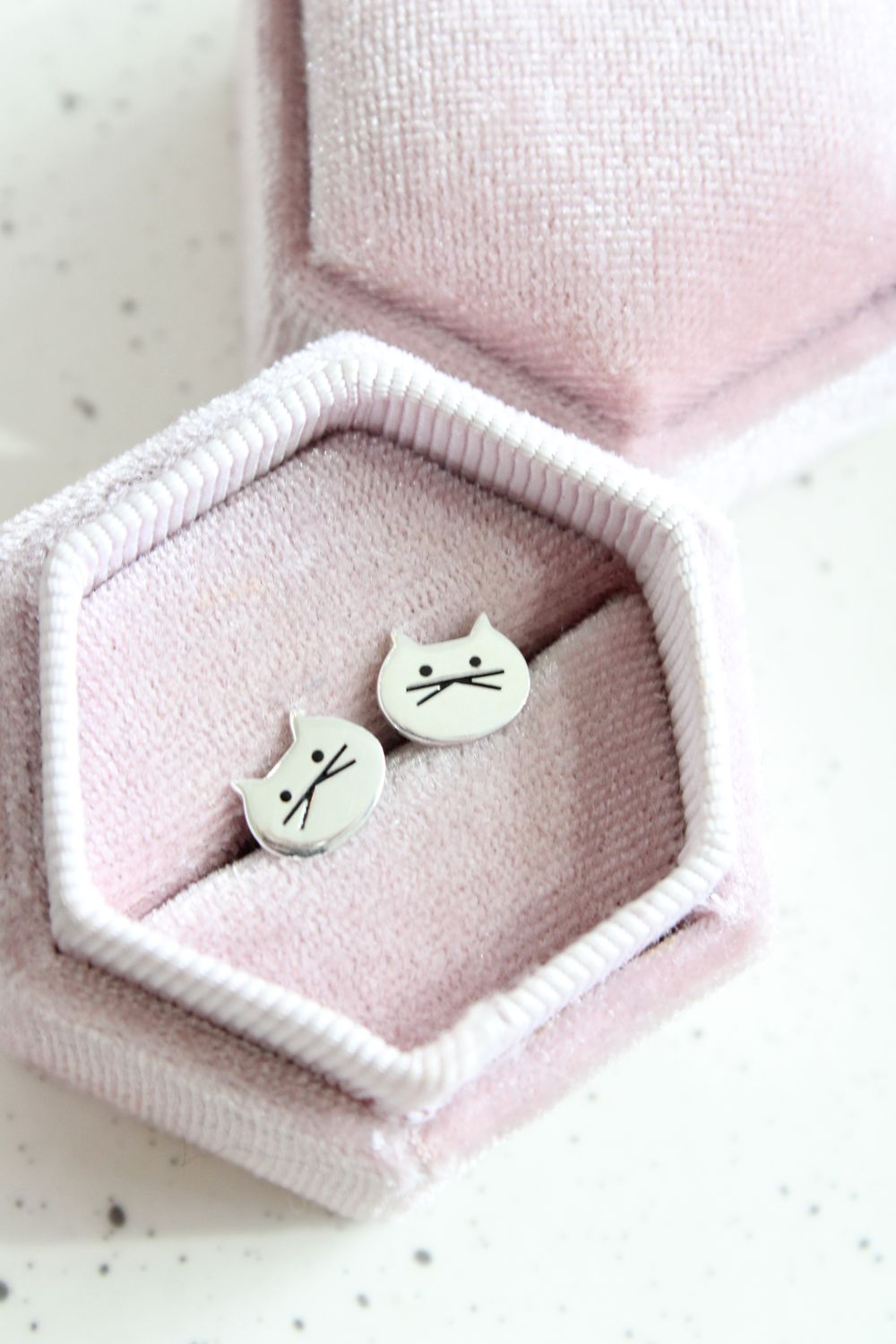 Children&#39;s Sterling Silver Cat Face Stud Earrings 
