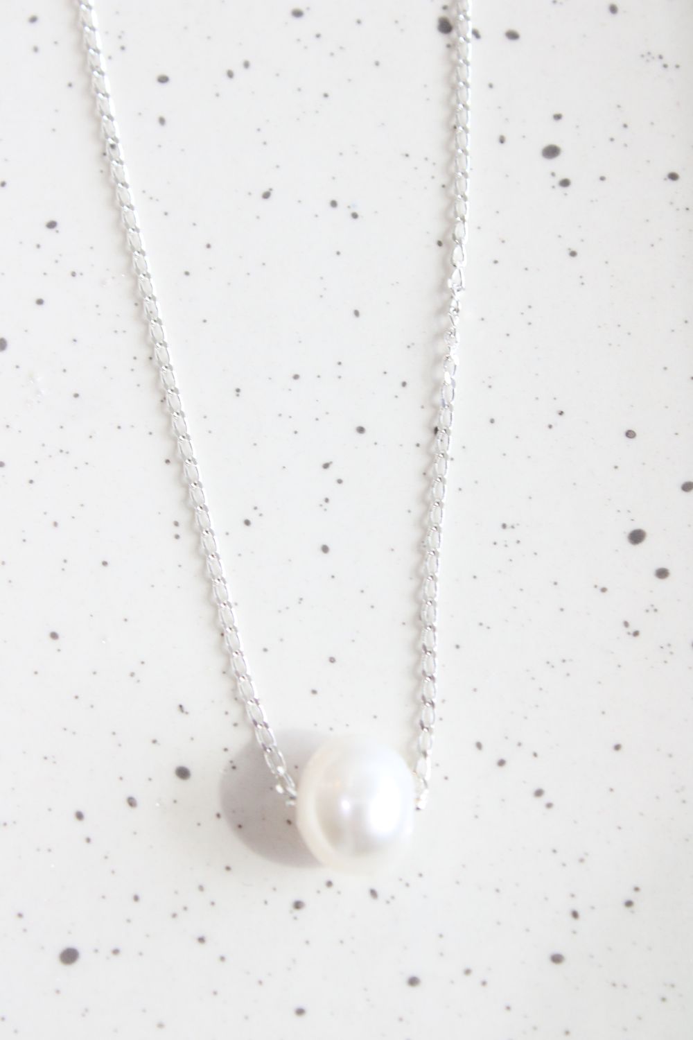 Sterling Silver 16in. + 2in. Extender Floating 9mm White Cultured Fresh Water Pearl Necklace