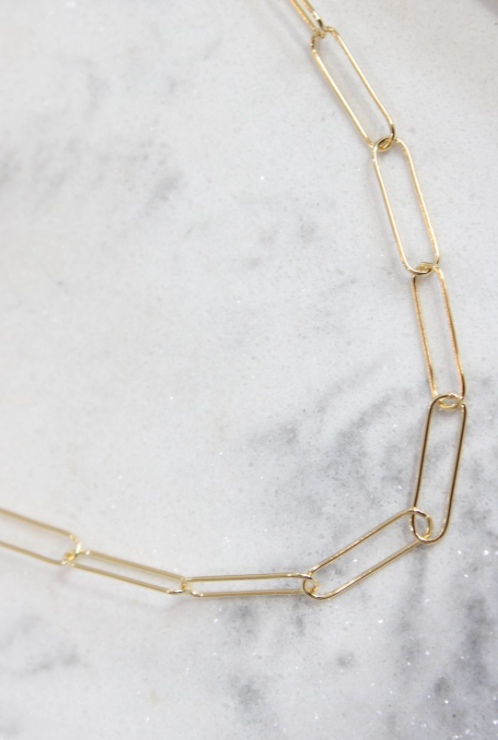 21in. Sterling Silver 14K Gold Plated Paperclip Chain Necklace