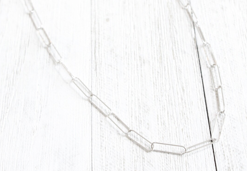 21in. Sterling Silver Rhodium Plated Paperclip Chain Necklace