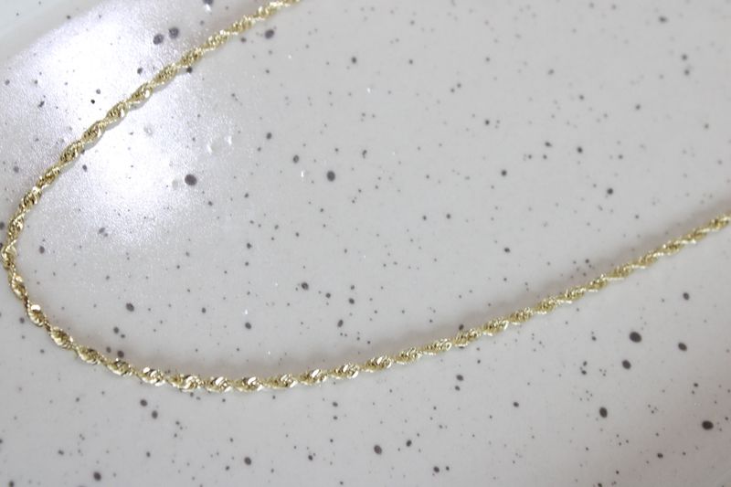 Estate 10kt Yellow Gold 2mm Rope Chain with Lobster Clasp, 20in