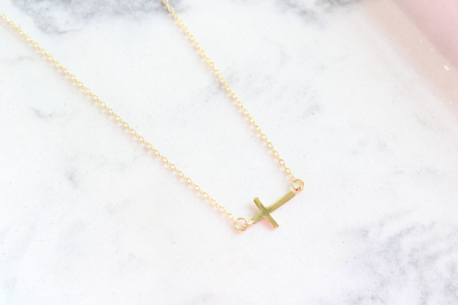 Sterling Silver Gold-Tone Sideways Cross Necklace w/ 2in. Extender Sterling Silver Gold-Tone Sideways Cross Necklace w/ 2in. Extender