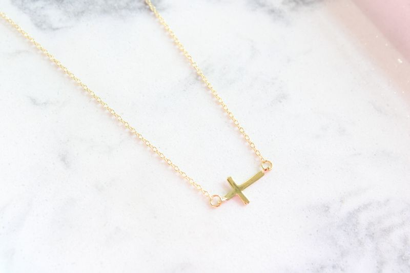 Sterling Silver Gold-Tone Sideways Cross Necklace w/ 2in. Extender Sterling Silver Gold-Tone Sideways Cross Necklace w/ 2in. Extender