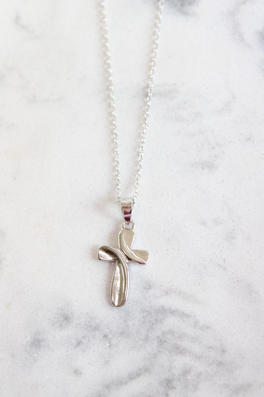 Sterling Silver Rhodium-Plated Cross Necklace