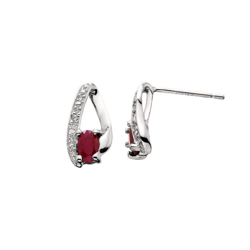 14kt White Gold Diamond and Ruby Earrings