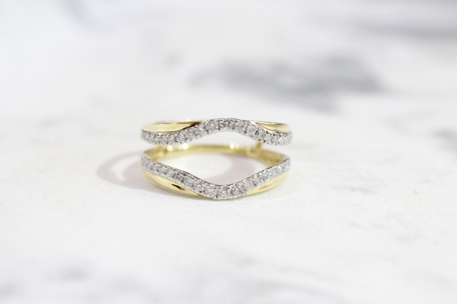 14kt Yellow Gold .38ct Curved High Polished and Diamond Ring Wrap