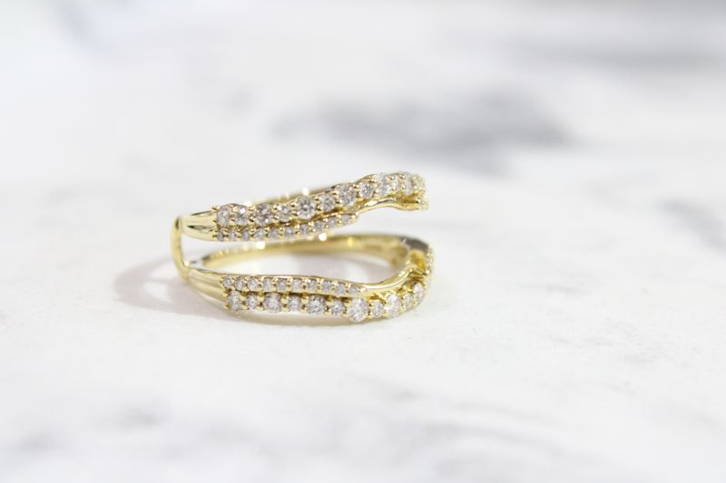 14kt Yellow Gold .85ct Curved Double Row Diamond Ring Wrap