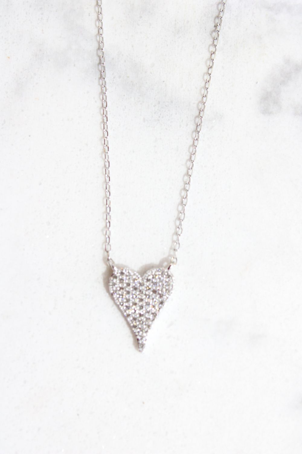 14kt White Gold 1/4ct Diamond Pave Heart Necklace