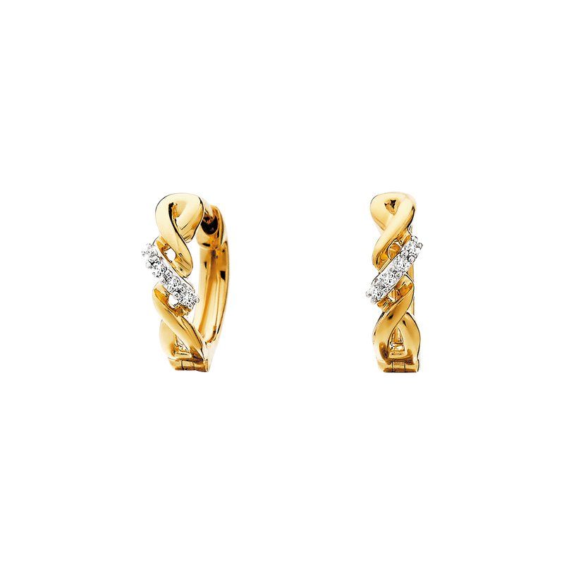 10kt Yellow Gold 3Diamond Infinity Huggie Hoop Earrings