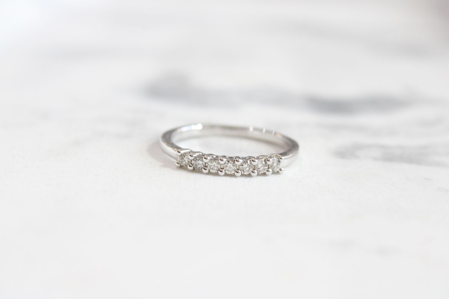 14kt White Gold 7 Diamond .23ct Prong Set Band