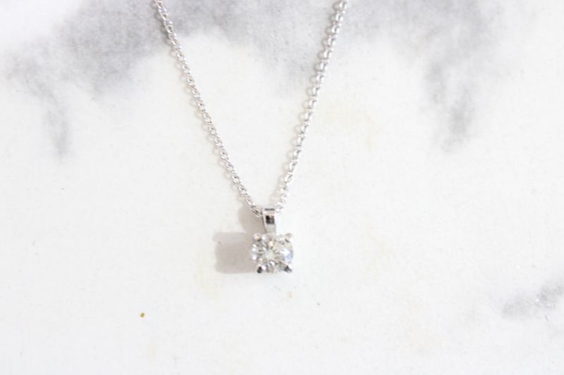14kt White Gold 4 Prong .43ct Round Diamond Solitaire Necklace
