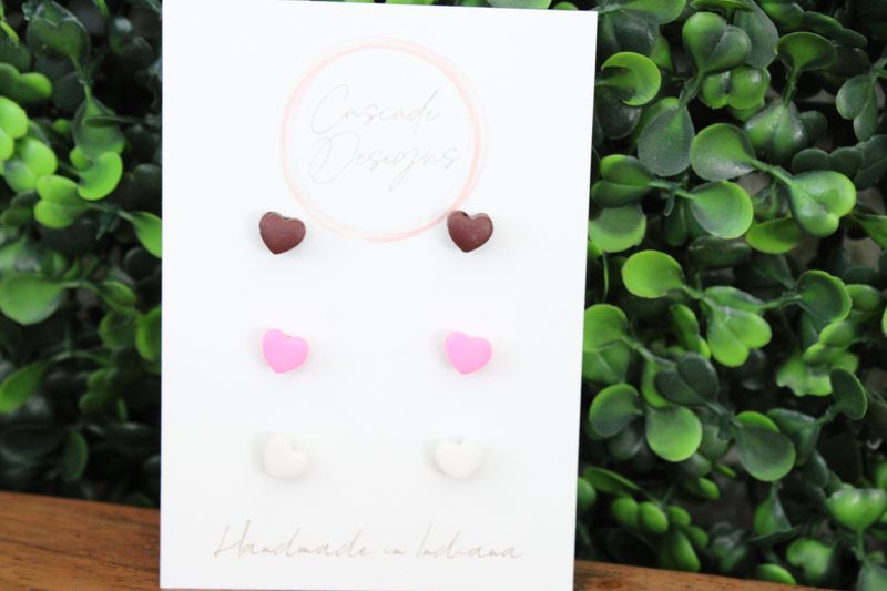 The Sweeti Heart Stud Clay Earrings Set of 3