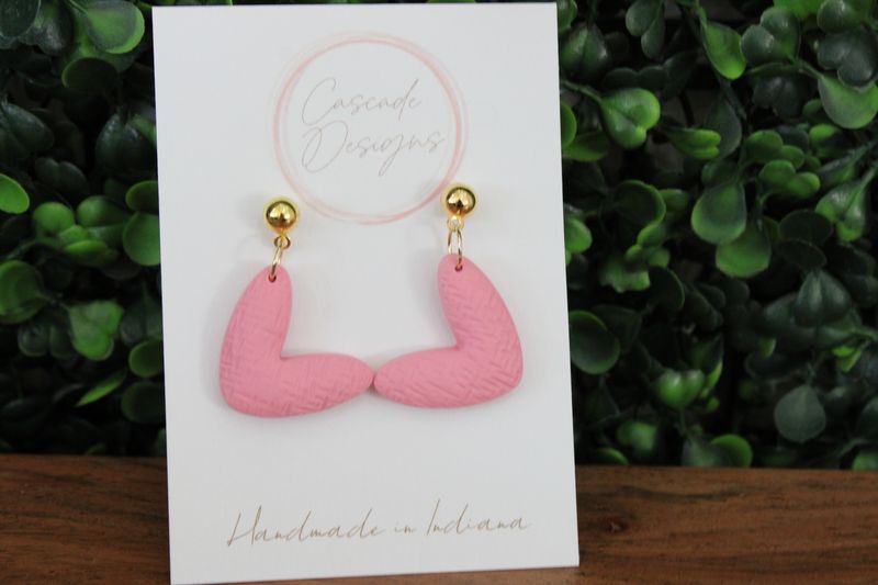 The Juliet Luster and Pink Bubble Heart Clay Earrings