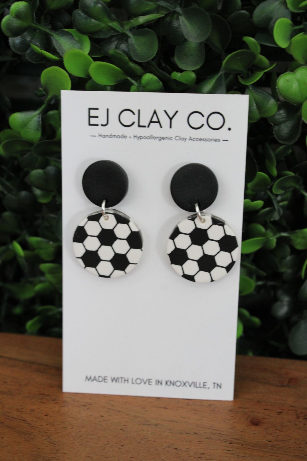 Soccer Ball Clay Earrings 