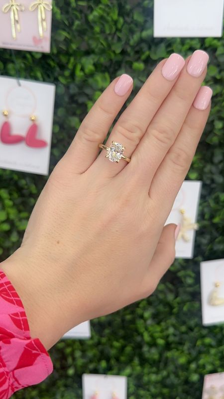 18kt Yellow Gold 2.31ct Oval Lab Grown Diamond .15ct Genuine Diamond Hidden Halo Diamond Ring