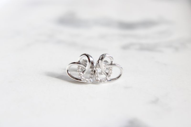 Sterling Silver .11ct Diamond Heart Stud Earrings