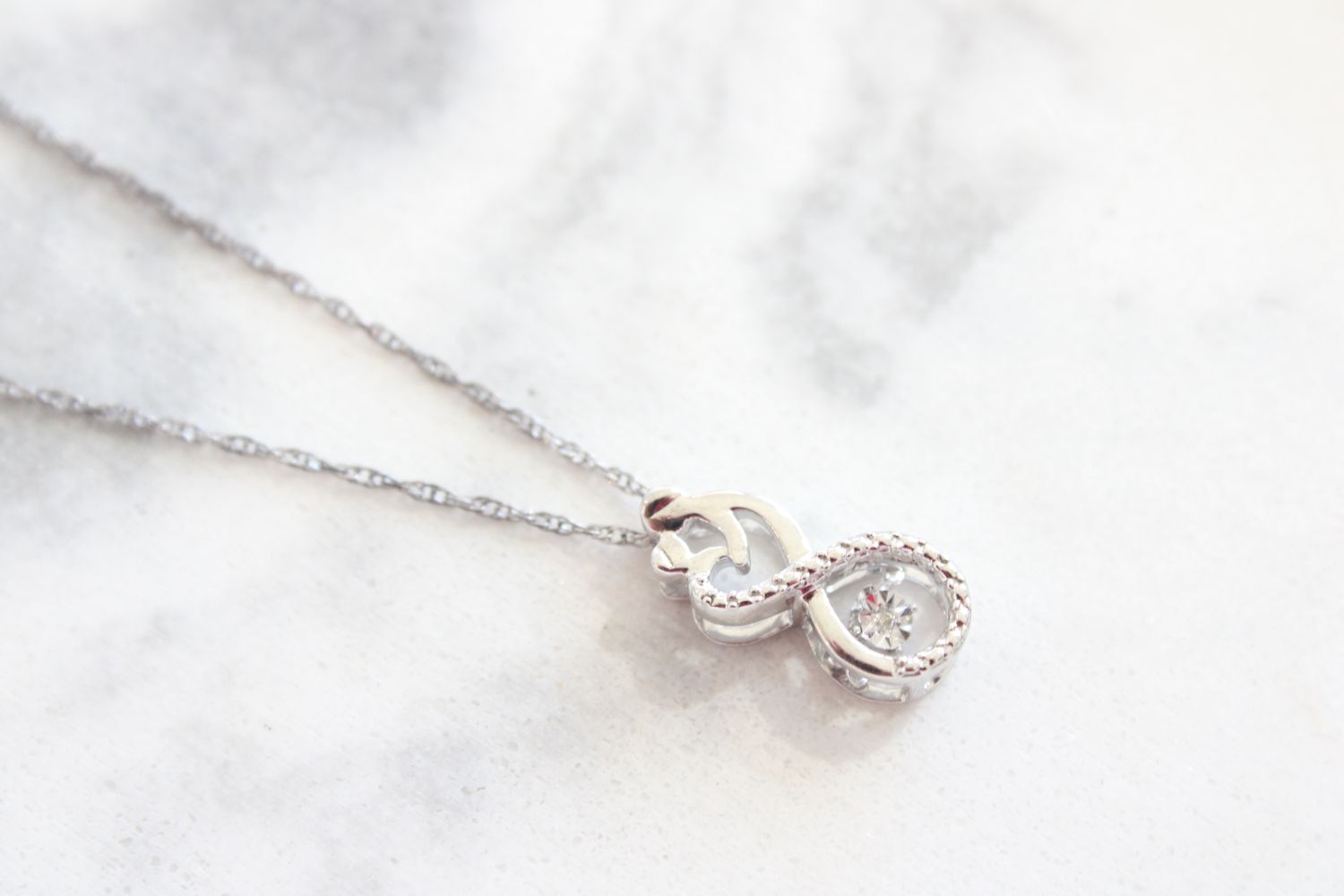 Sterling Silver Infinity Diamond Shimmer Necklace