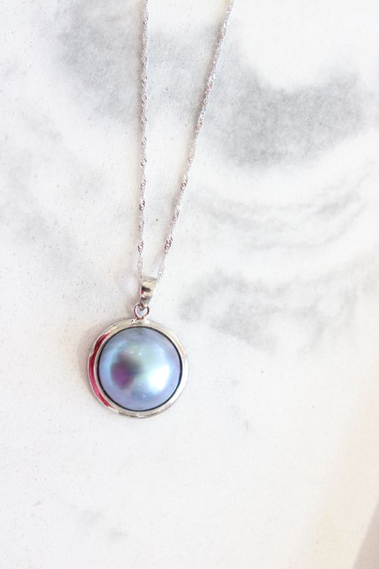 14kt White Gold 13mm Made Pearl Necklace