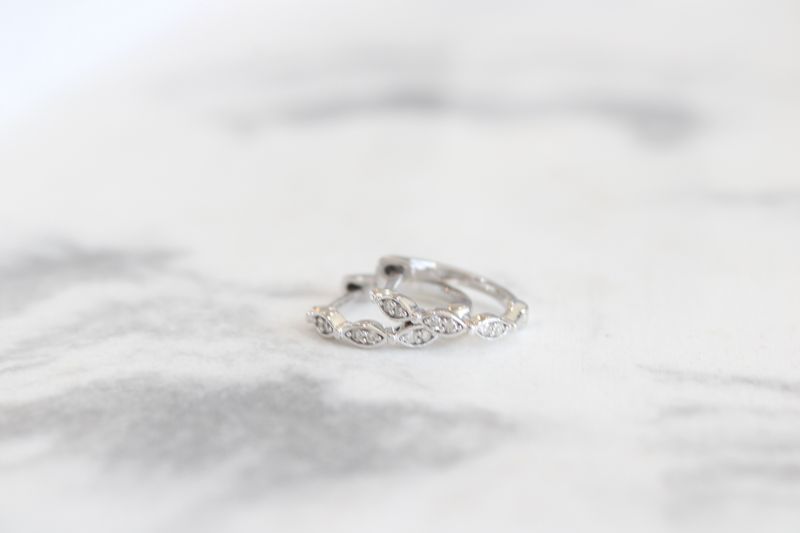 10kt White Gold .06ct Geometric Hoop Huggies 