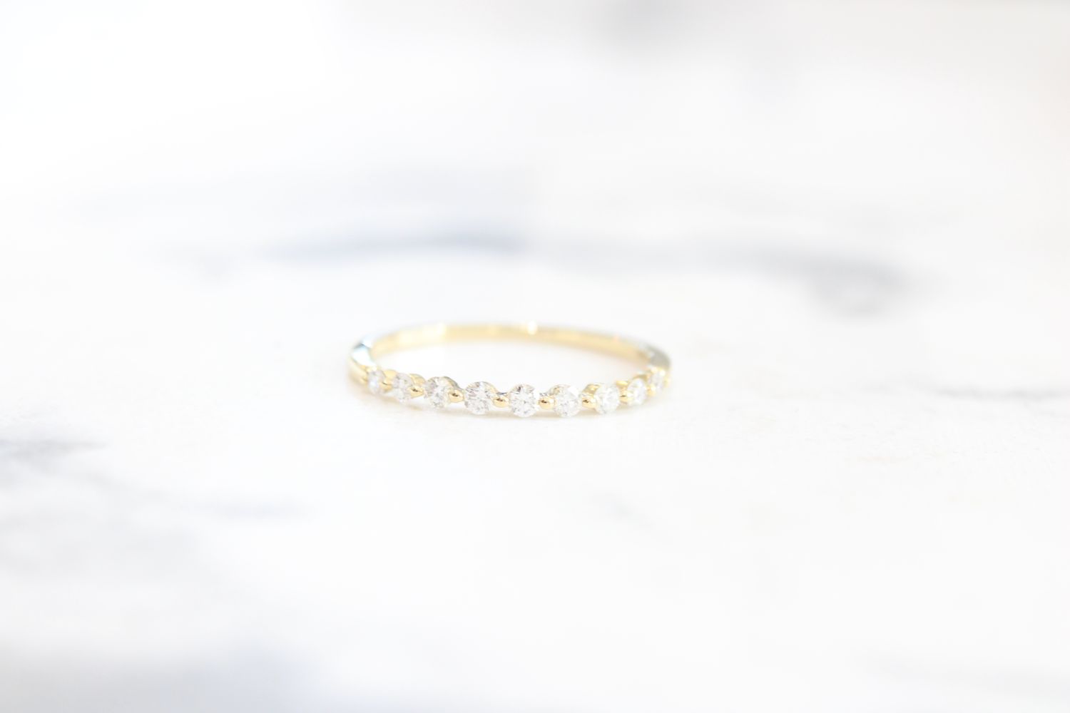14kt Yellow Gold .22ct 9 Diamond Shared Prong Band 