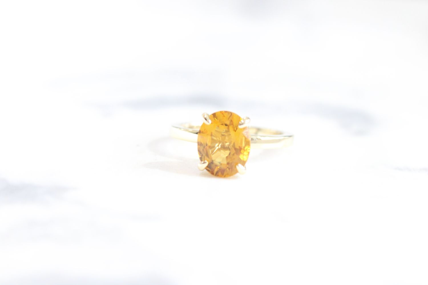 14kt Yellow Gold Citrine Solitaire with Hidden Halo Ring