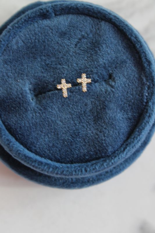 14k Madi K CZ Cross Post Earrings