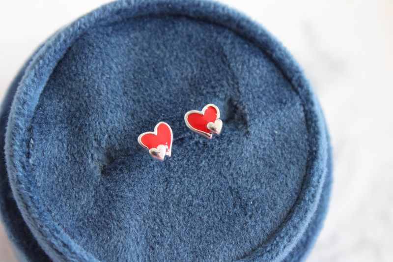 Sterling Silver RH-plated Enameled Ladybug Children's Post Earrings Sterling Silver RH-plated Enameled Ladybug Children's Post Earrings